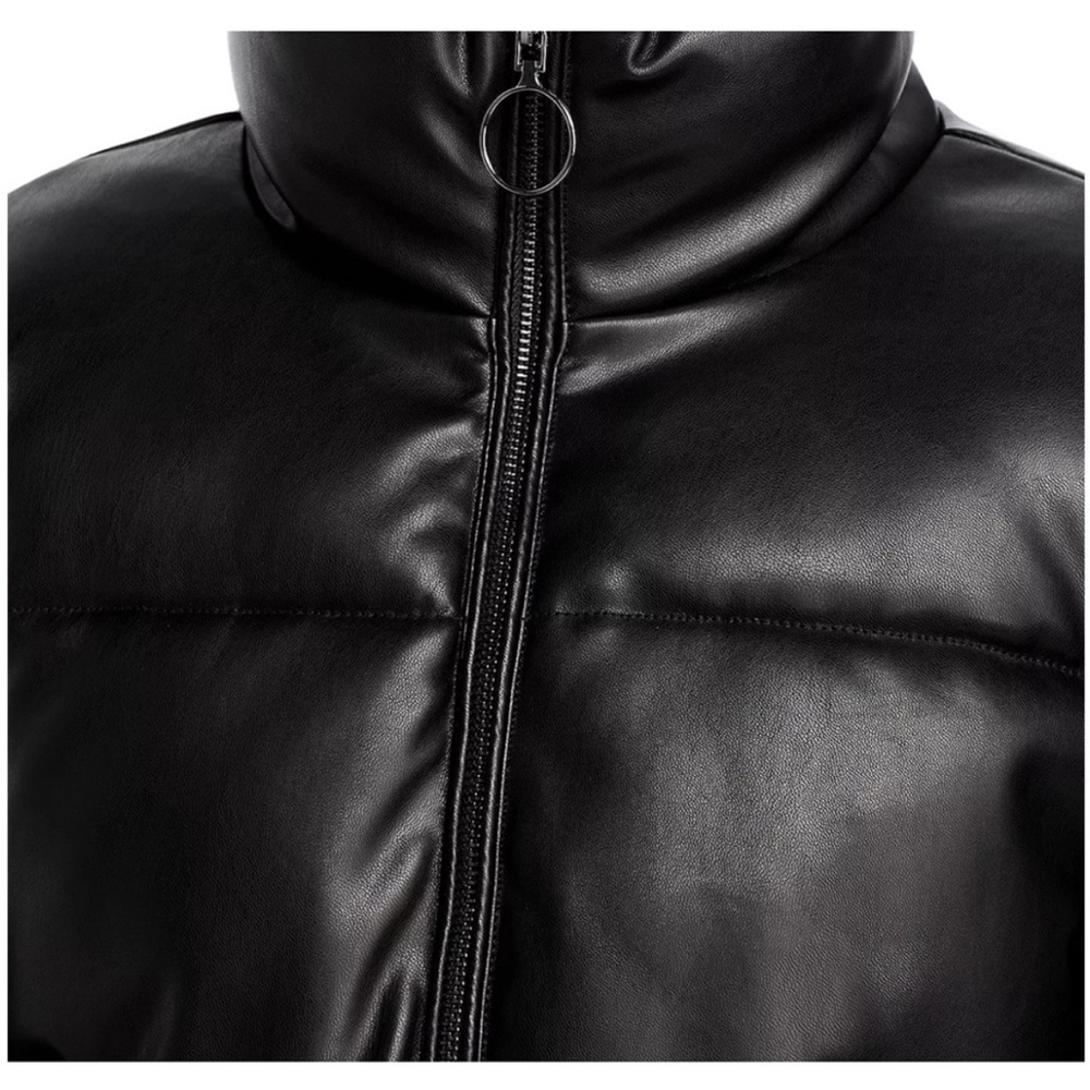 Aqua Women’s Faux Leather Short Puffer Coat size XS - Picture 4 of 8